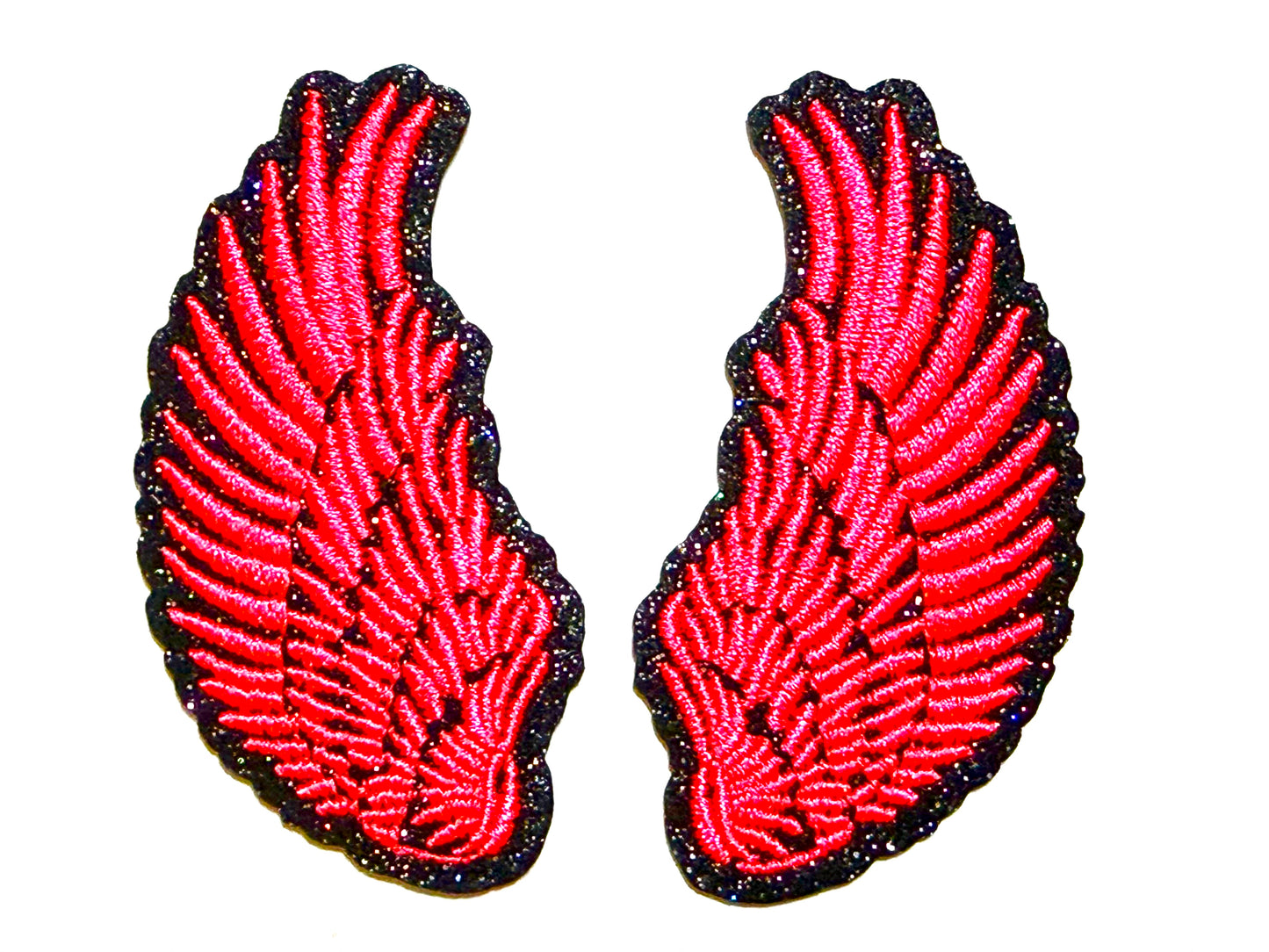 Angel Wings Patch Set - Embroidered Iron On Patch with Glitter outline 3.5”