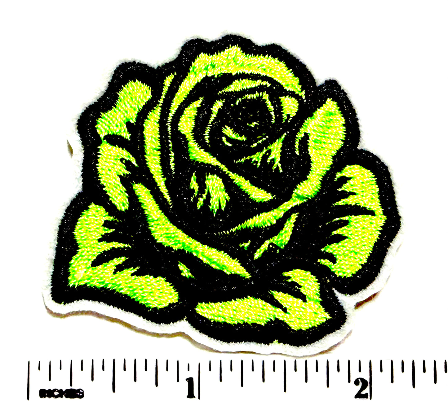 Roses neon with glitter patch - Embroidered Iron On Patch 2.25”