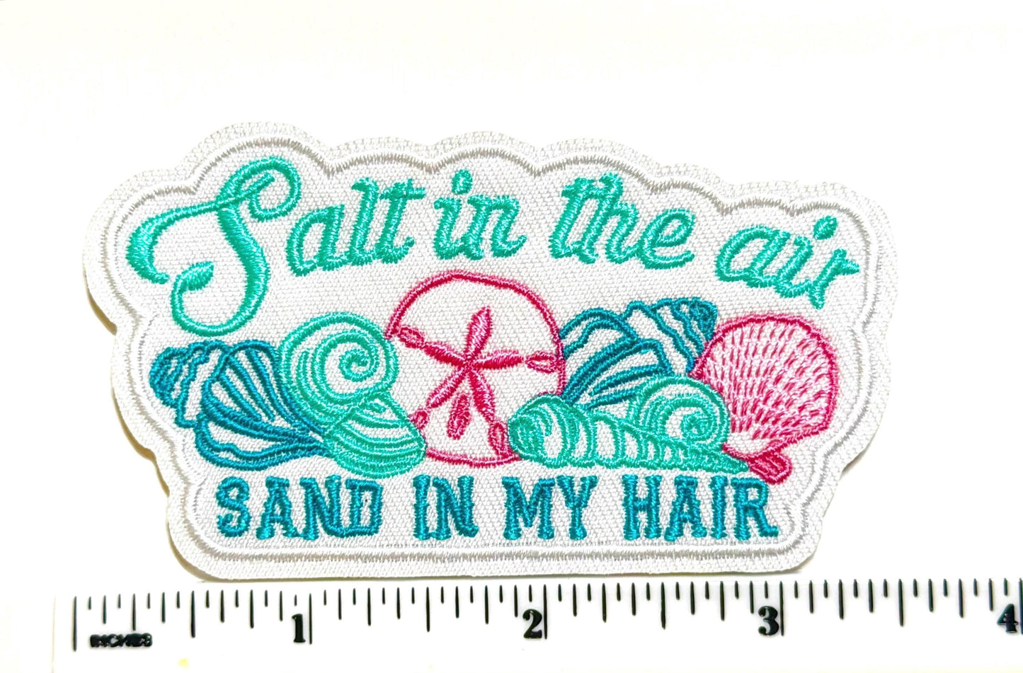 Salt in the air, Sand in my hair summer – Embroidered Iron On Patch 3.5”