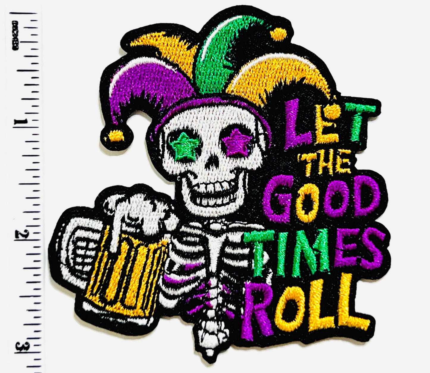 Mardi Gras skelly Let the Good Times Roll 3”