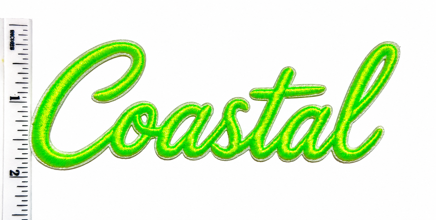 Coastal puff letters - Embroidered Iron On Patch 5”