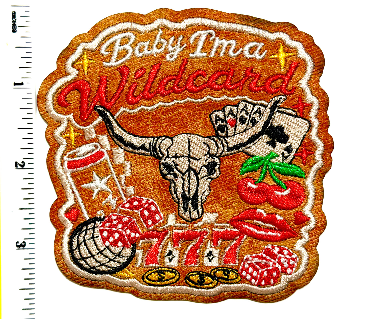 Baby I’m a Wildcard casino patch - Embroidered Iron On Leatherette patch 3.5”