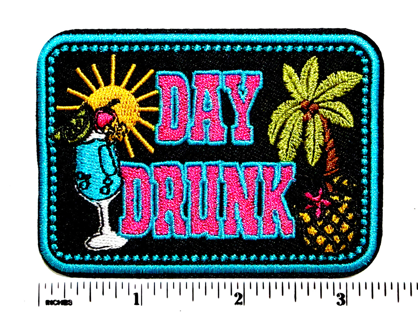 Day Drunk patch - Embroidered Iron On Applique 3.25”