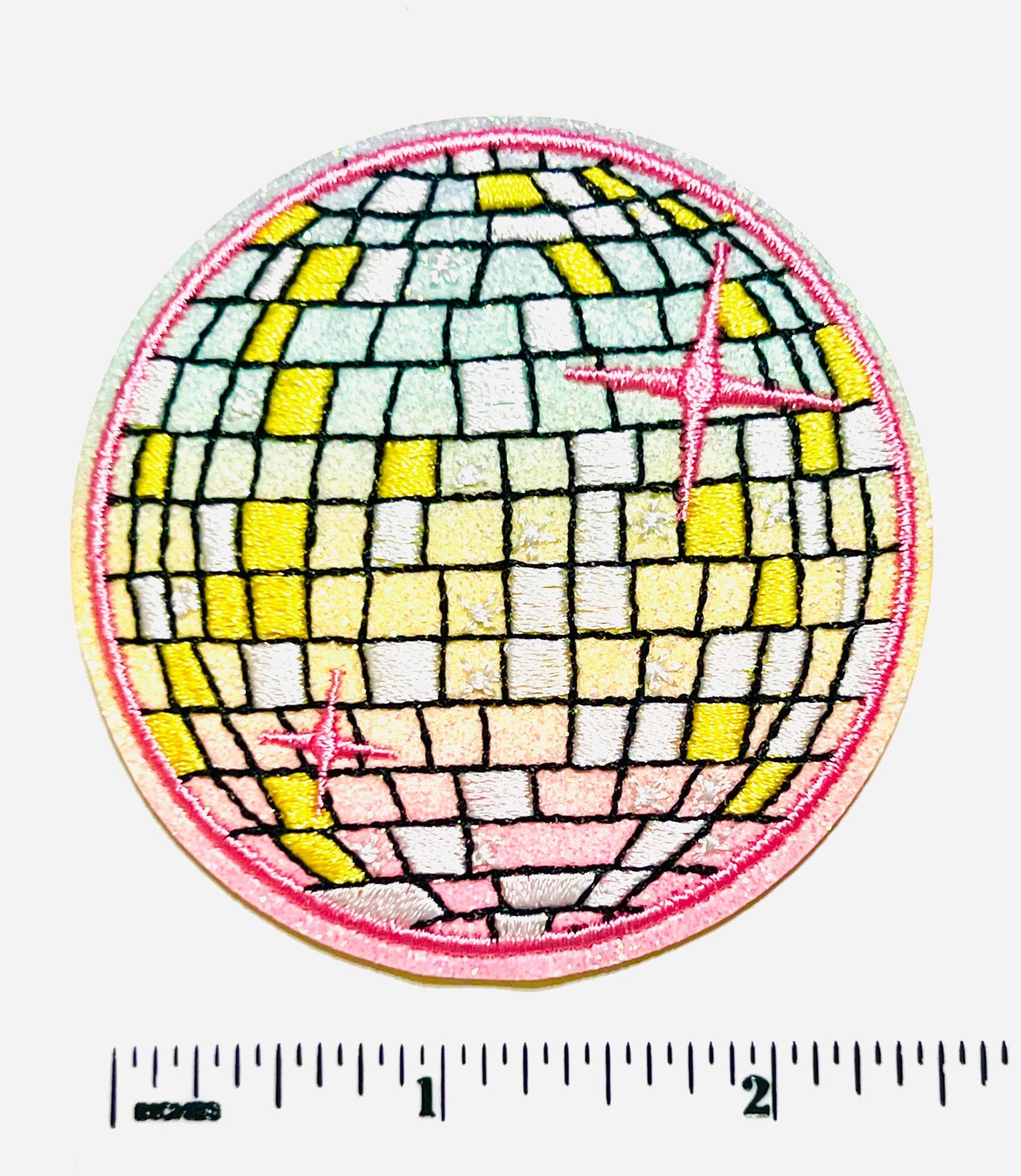 Disco Balls - Embroidered Iron on patches with glitter 2.5”