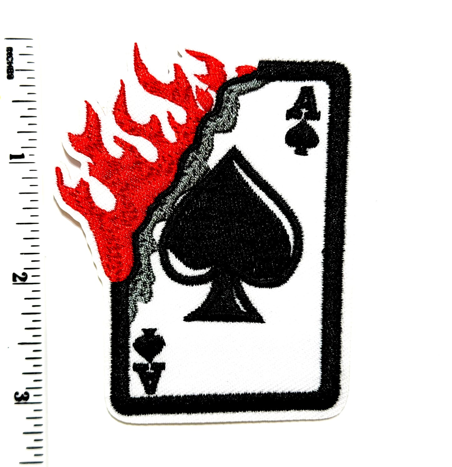 Ace of Spades on Fire patch - Embroidered Iron On patch 3”