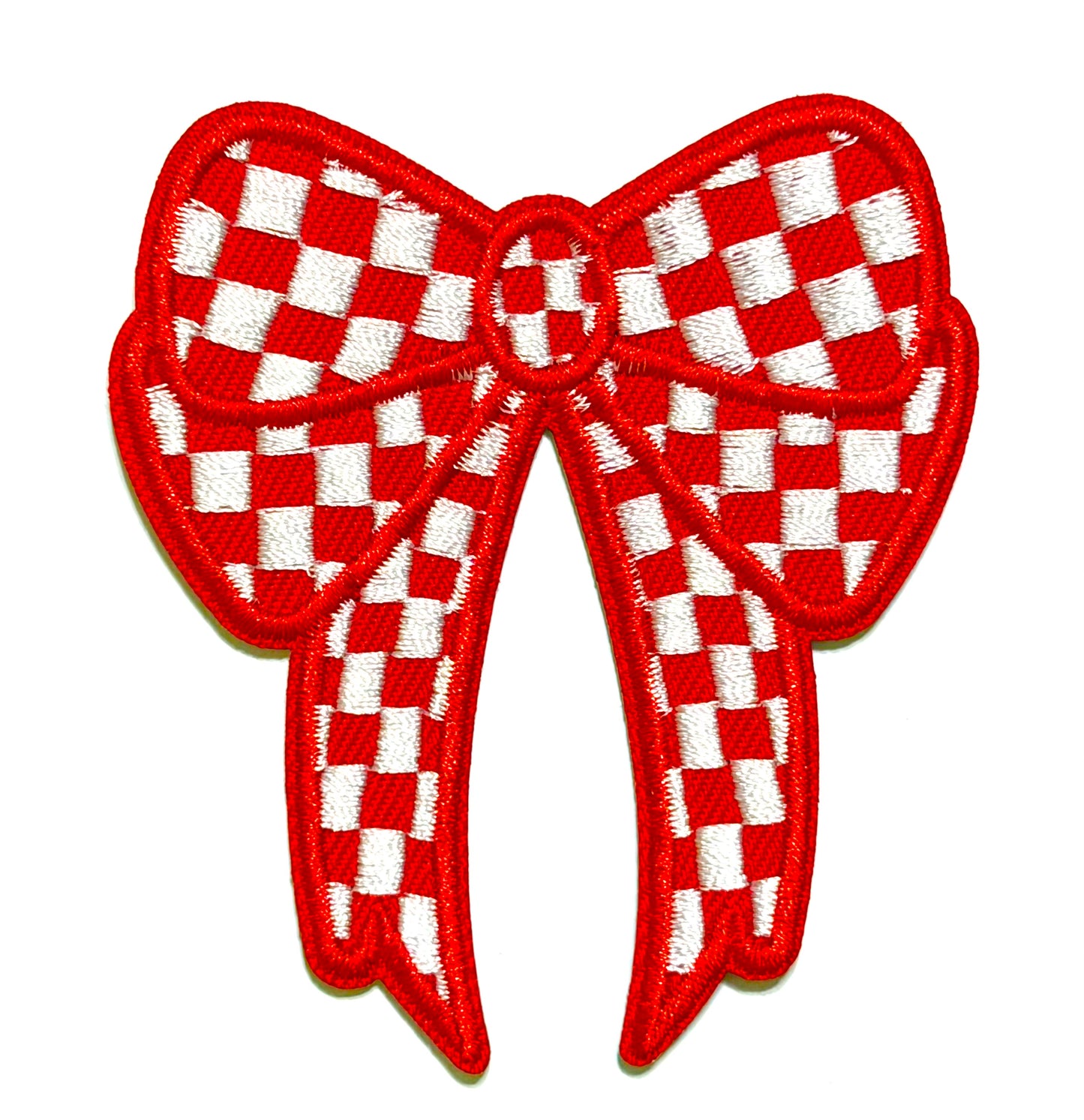 Checkered Bow patches - Embroidered Iron On Patches 3”