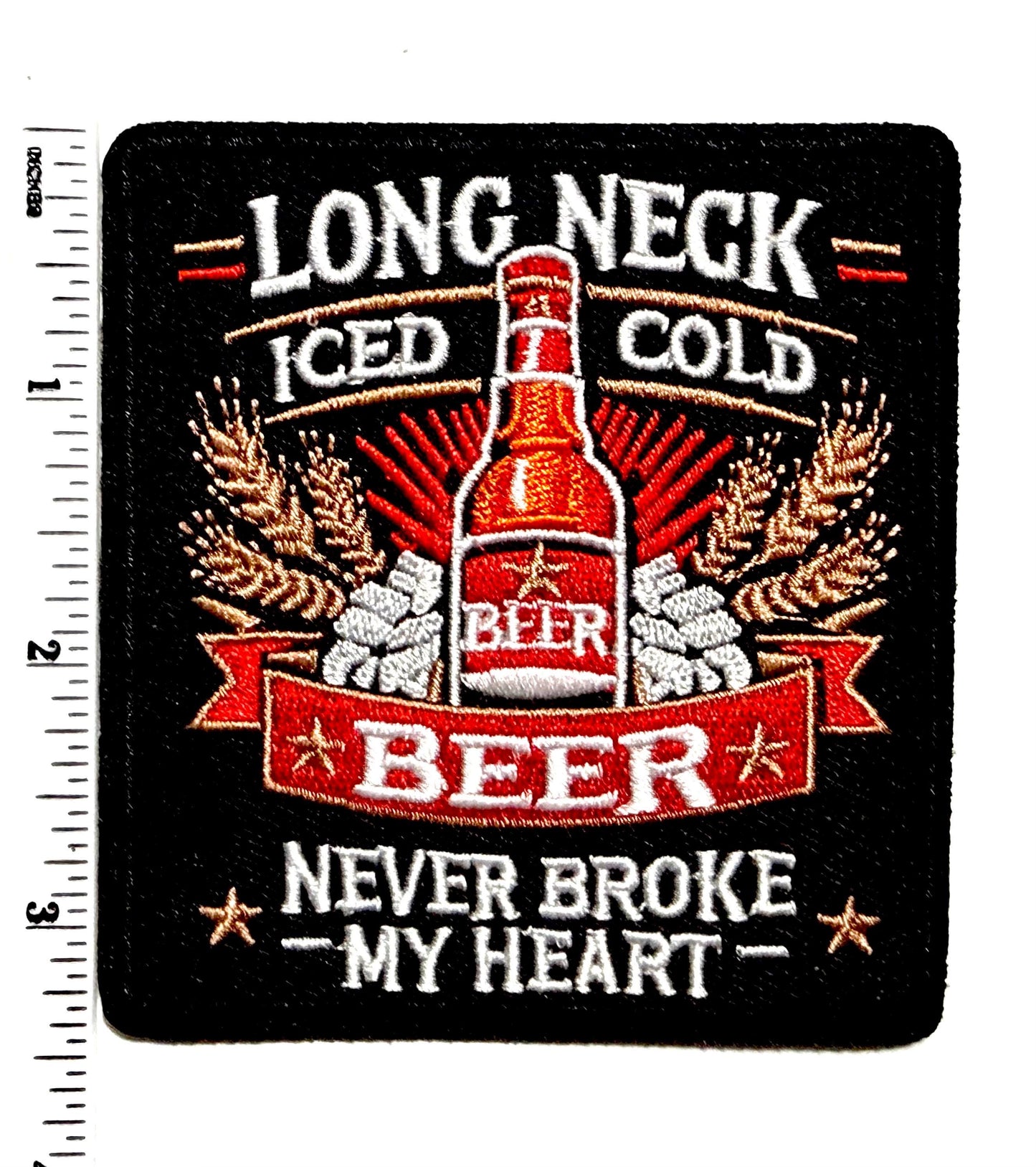 Long Neck Iced Cold Beer - Embroidered Iron On Patch with Glitter 3.25"