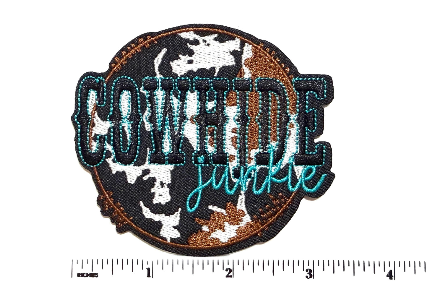 Cowhide Junkie patch - Embroidered Iron On Patch 3.25”