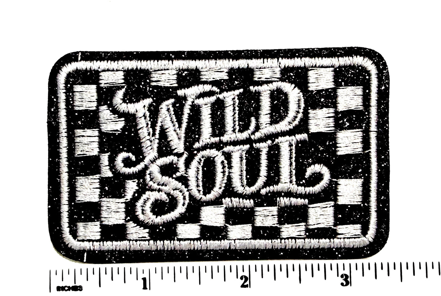 Wild Soul checkered Embroidered Iron On Patch 3.25”