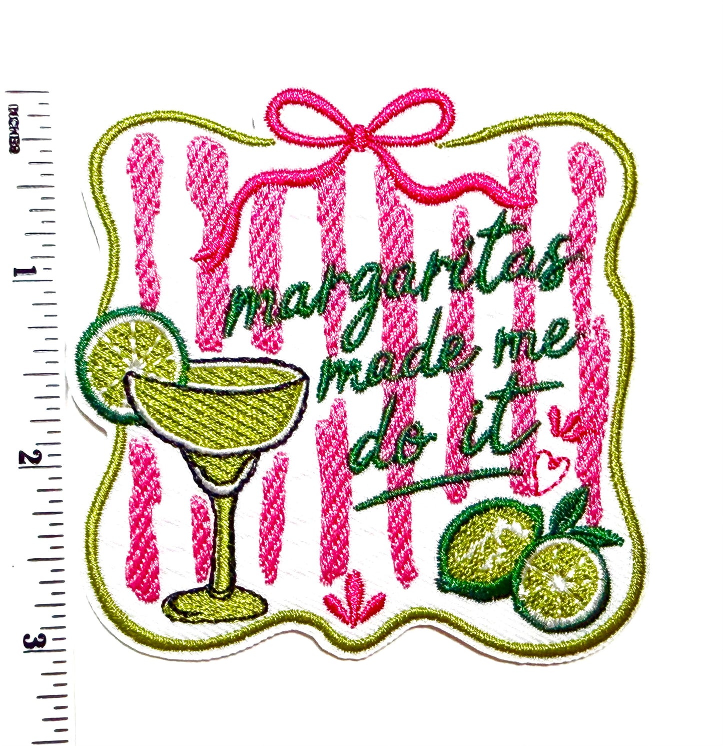 Margaritas made me do it striped patch - Embroidered Iron On Patch 3”