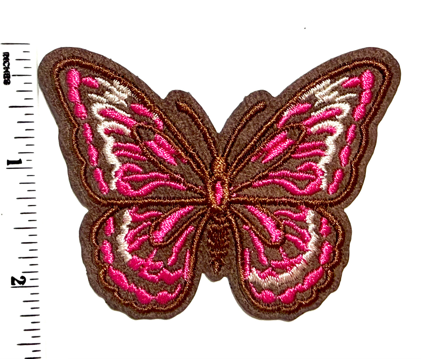 Butterfly patch - Embroidered Iron On Leatherette Patch 3”