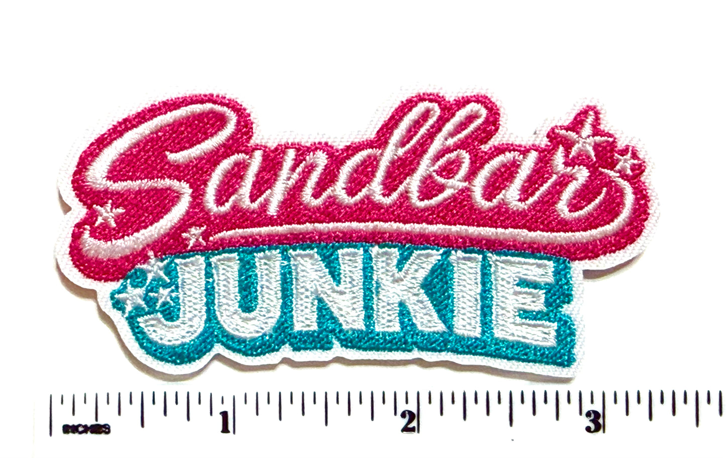 Sandbar Junkie Patch - Embroidered Iron On Patch 3.5”