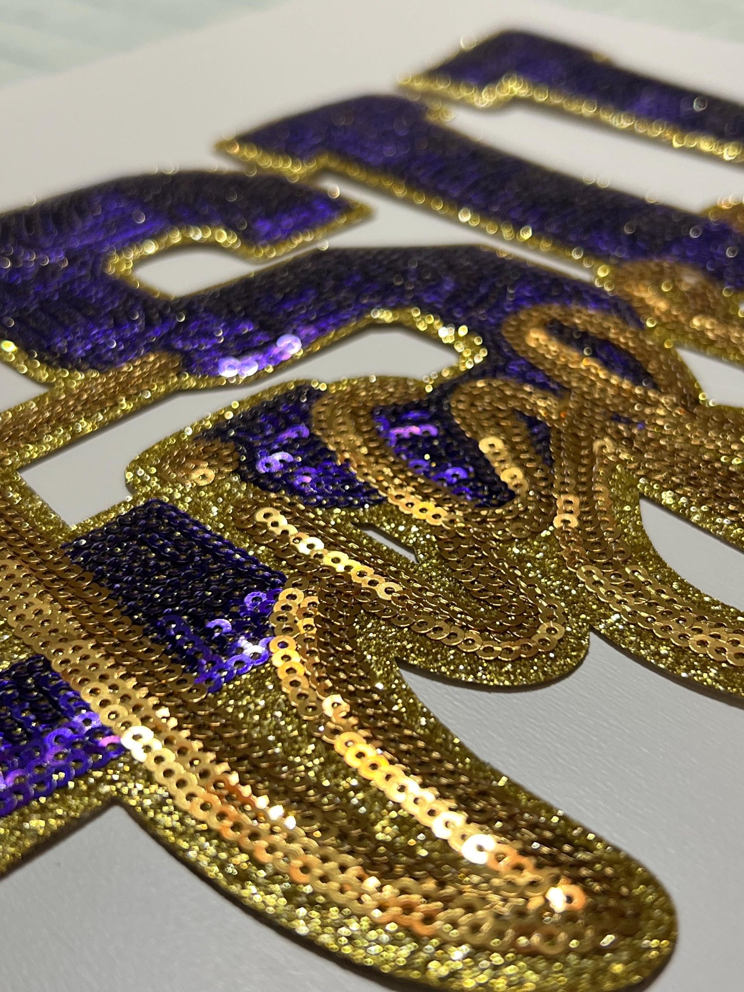 Purple & Gold Tigers patch - Large Sequins Iron on patch 10.5β