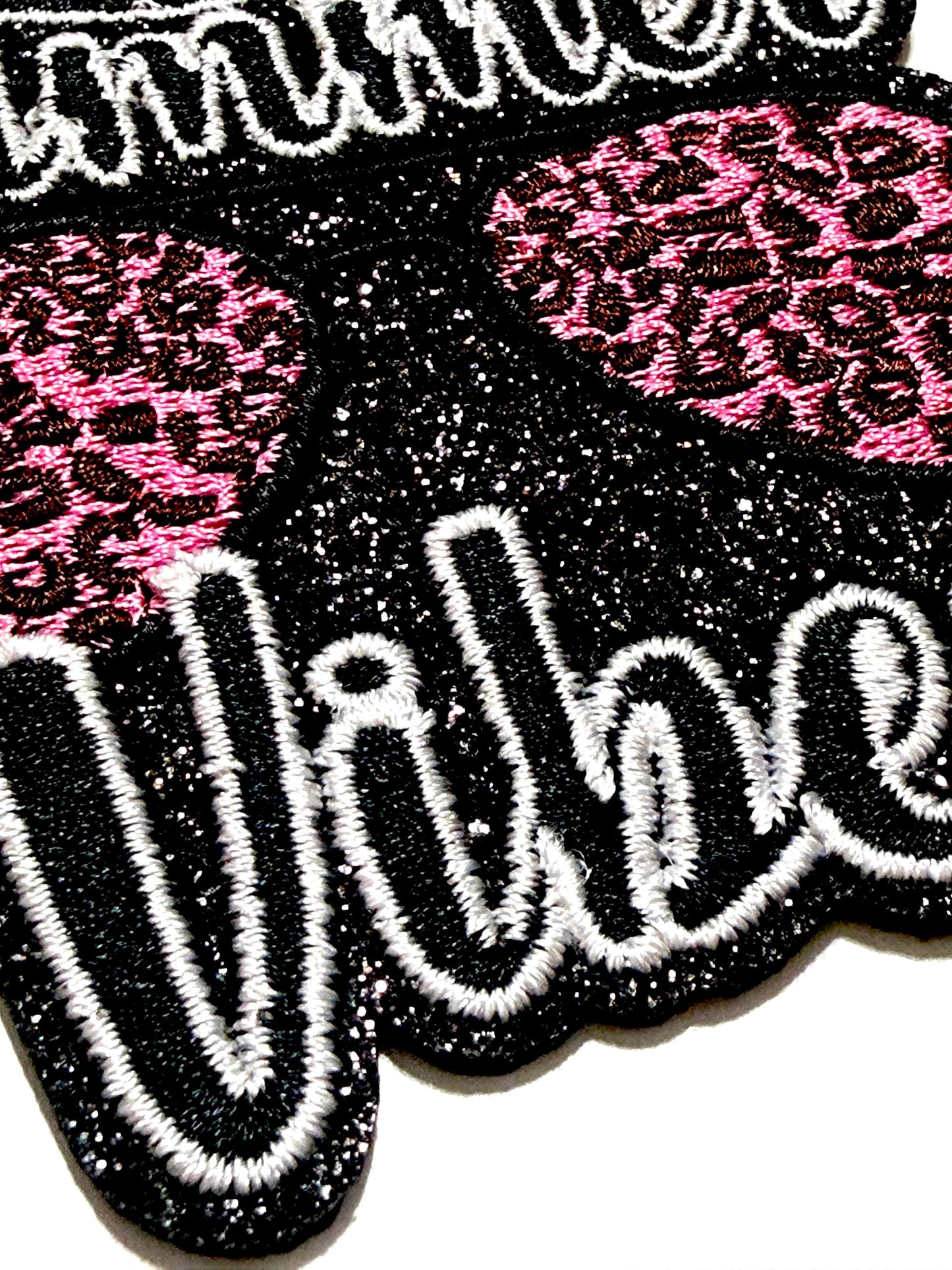Summer Vibes leopard print sunglasses patch - Embroidered Iron on patch with black glitter