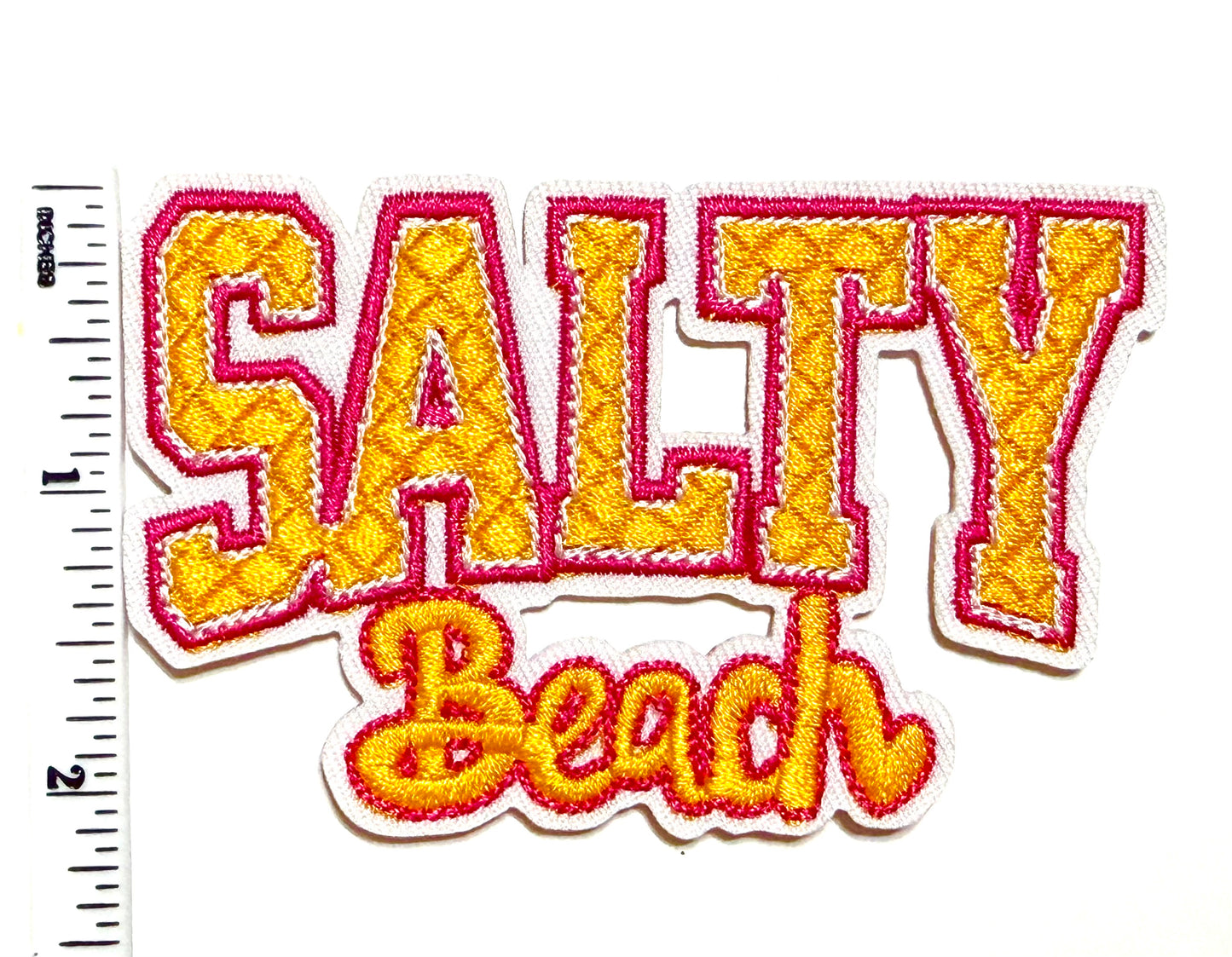 Salty Beach patch - Embroidered Iron On Patch 3.5”