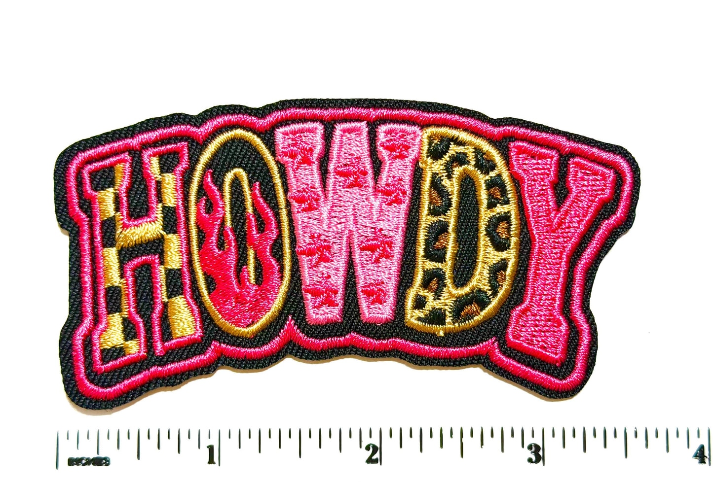 Howdy pink patch - Embroidered Iron on patch