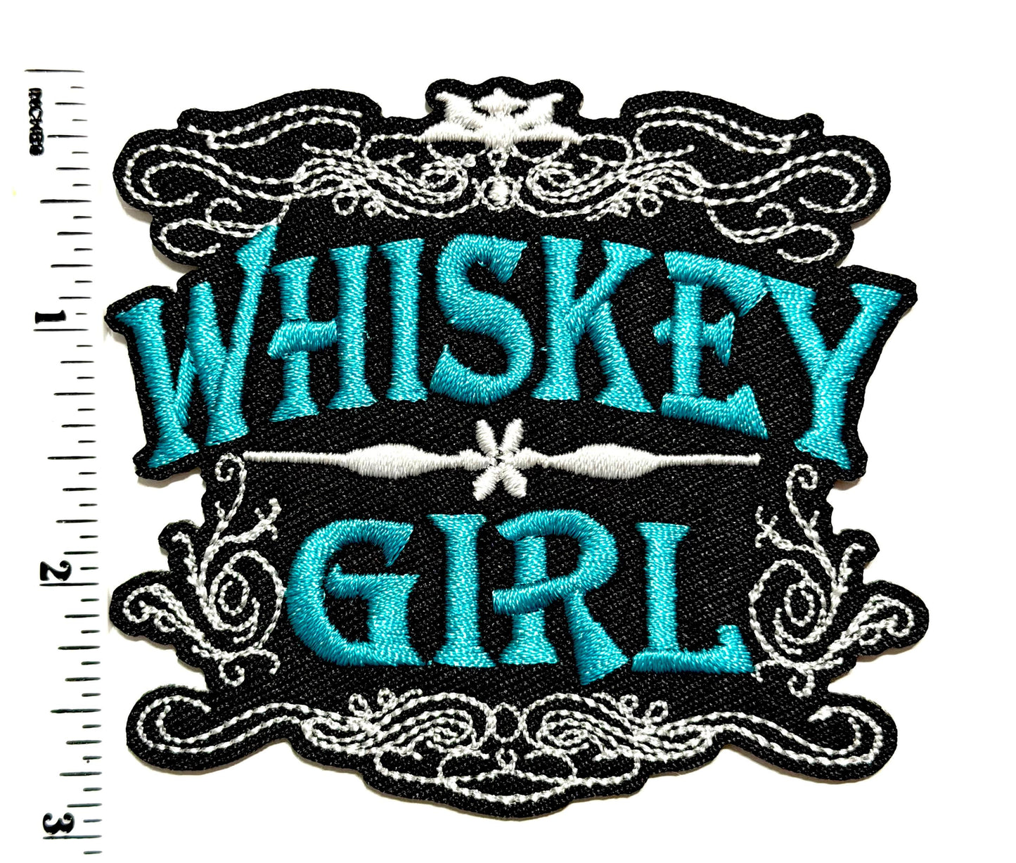 Whiskey Girl - Embroidered Iron on patch 3.25”