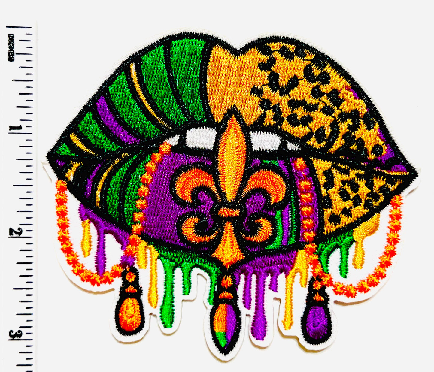 Mardi Gras dripping lips patch - Embroidered DIY Iron on patch