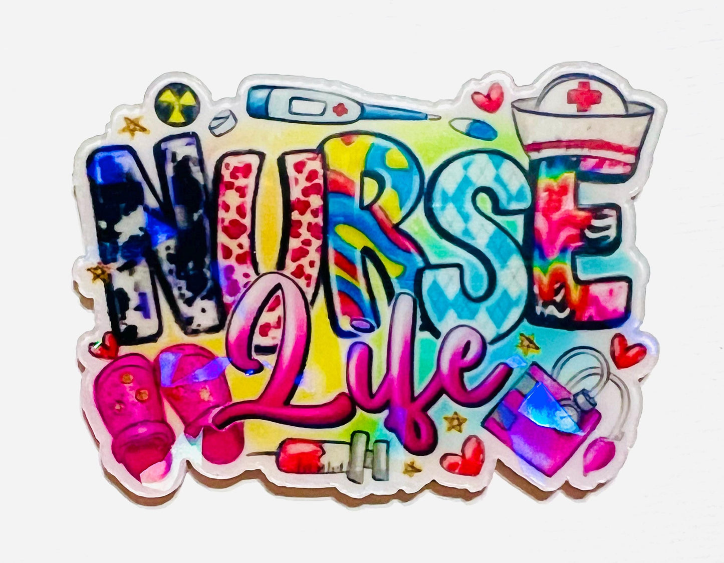 Nurse life holographic acrylics - flatback acrylics set of 3