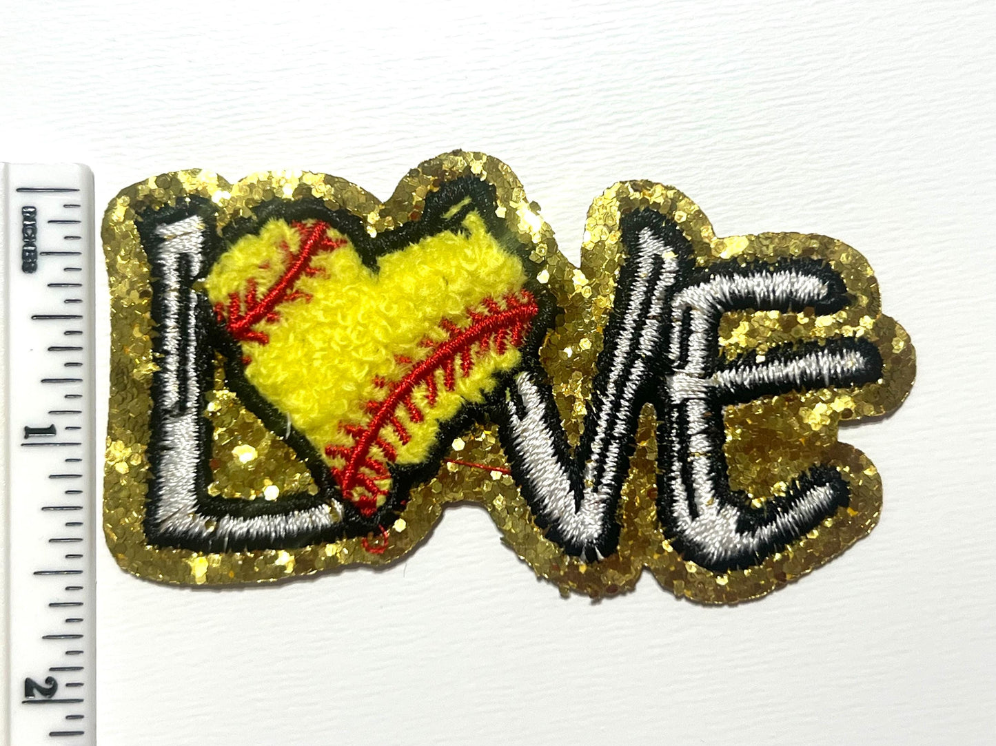 Softball Love - Embroidered & chenille Iron on patch