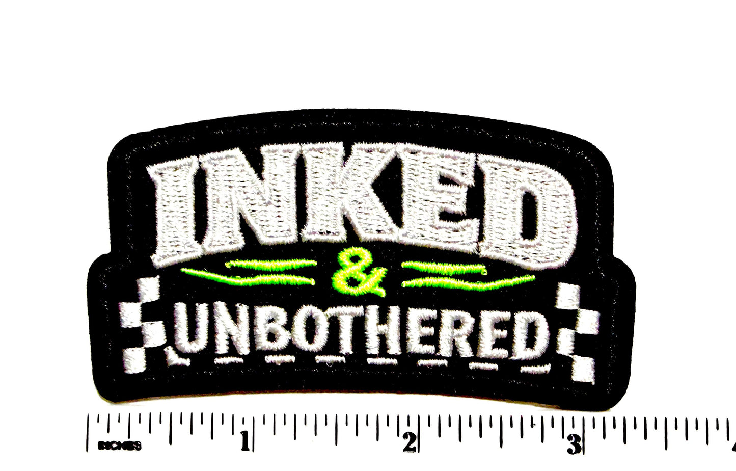 Inked & Unbothered - Embroidered Iron on patch with neon colors 3.25”