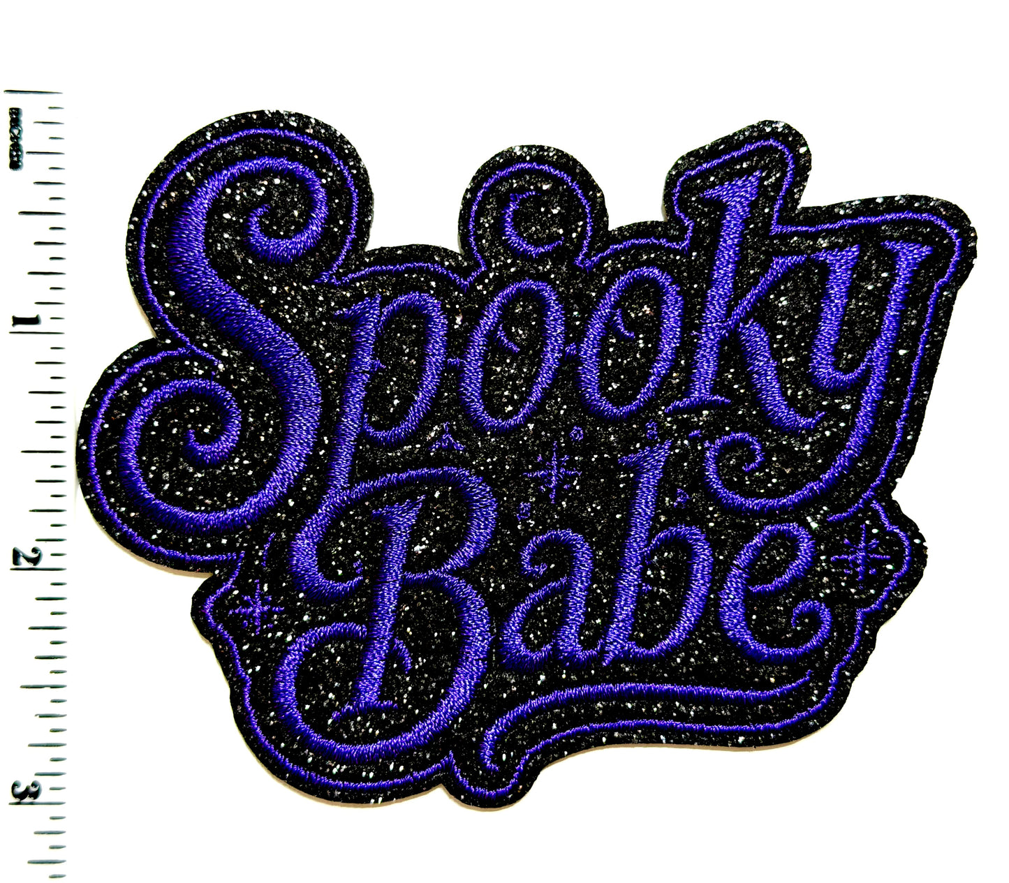 Spooky Babe Halloween patch - Embroidered Iron on patch with glitter 4”
