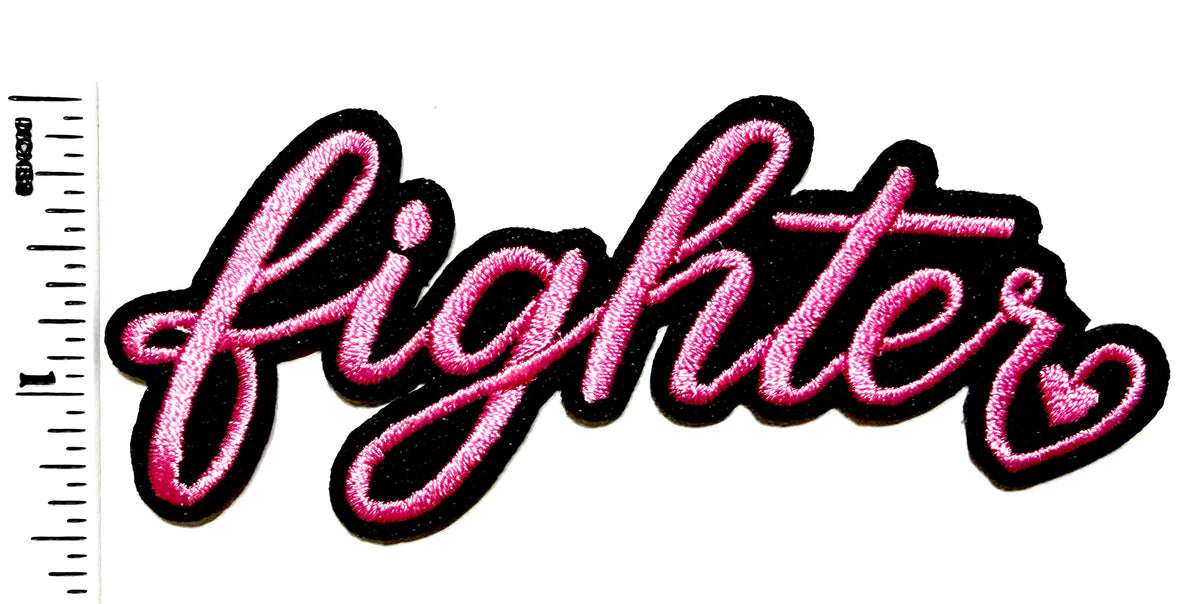 Fighter breast cancer awareness patch - EmbroideredIron On Patch 3.5”