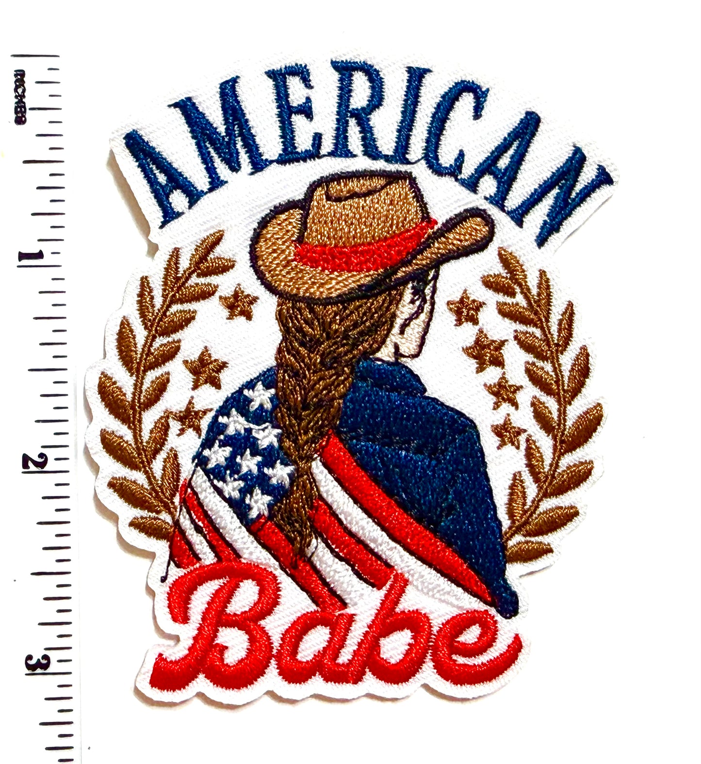 American Babe patch - Embroidered Iron On Patch 3.25”