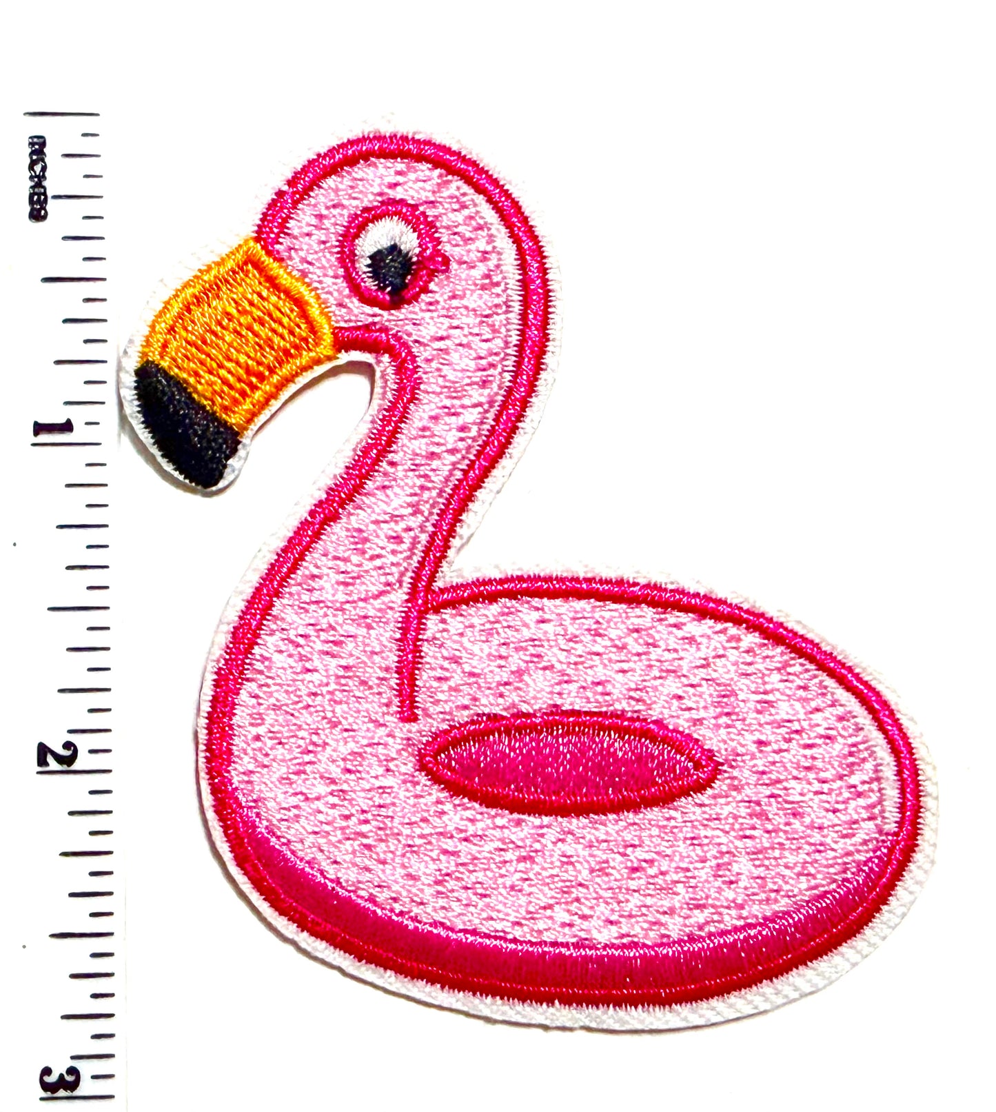 Pink Flamingo Pool Float patch β Embroidered Iron-On Patch 2.75β
