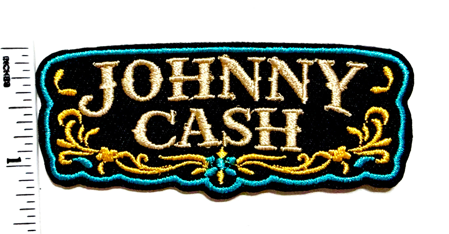 Johnny Cash patch- Embroidered Iron On Patch 3”