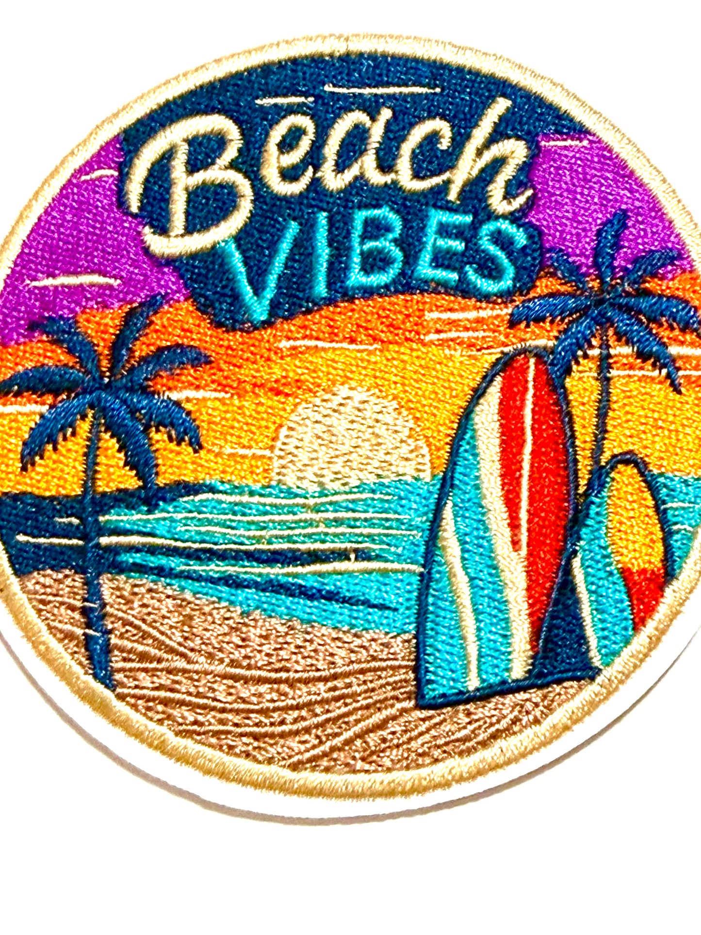 Beach Vibes - Embroidered Iron On Patch 3”