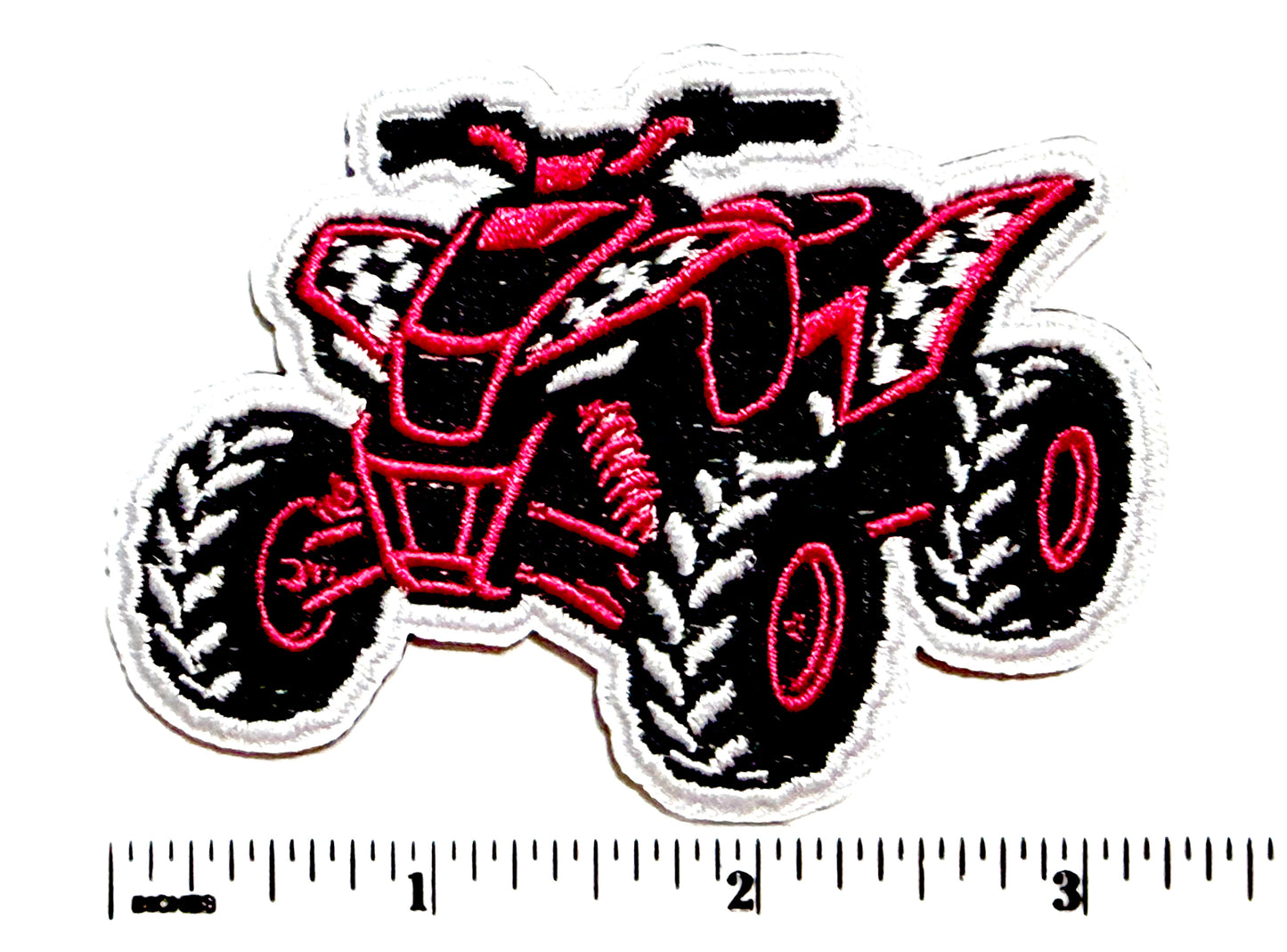 ATV hot pink patch - Embroidered iron on patch 3.25”