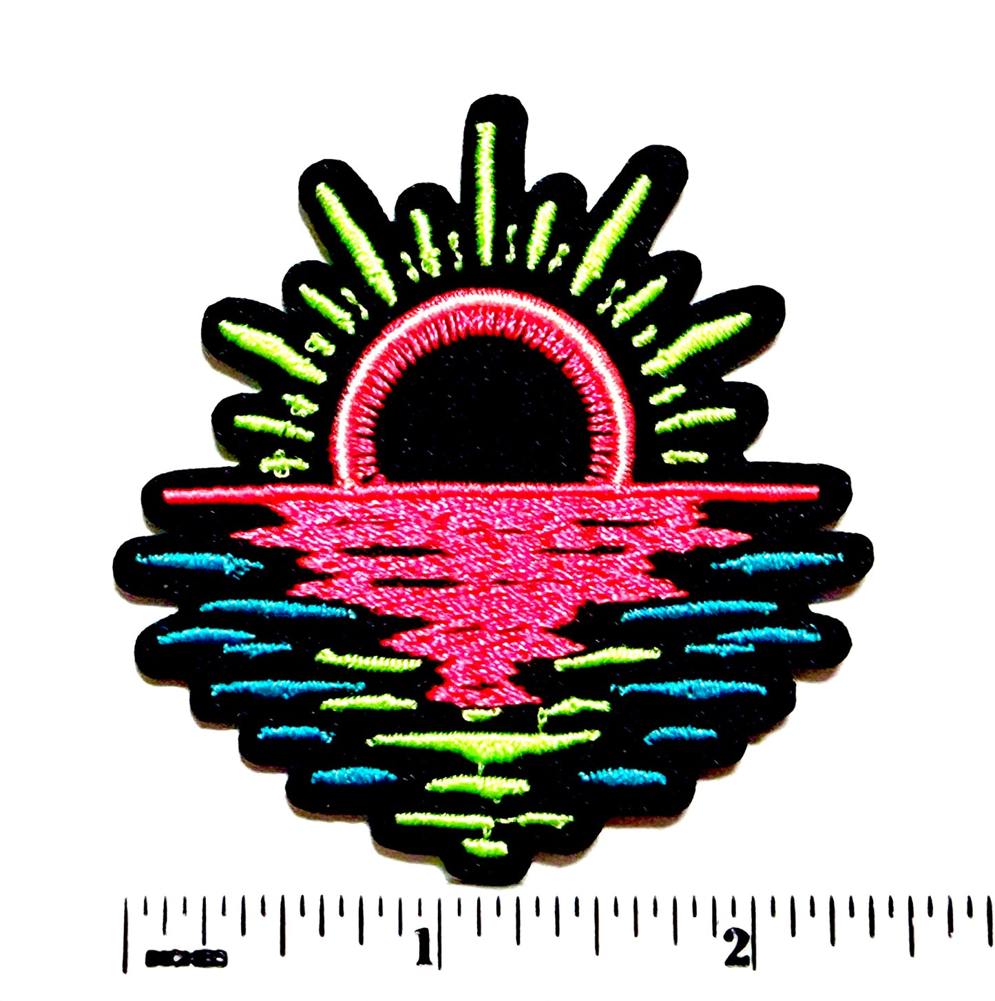 Sunset / Sunrise neon patch - Embroidered Iron On filler Patch