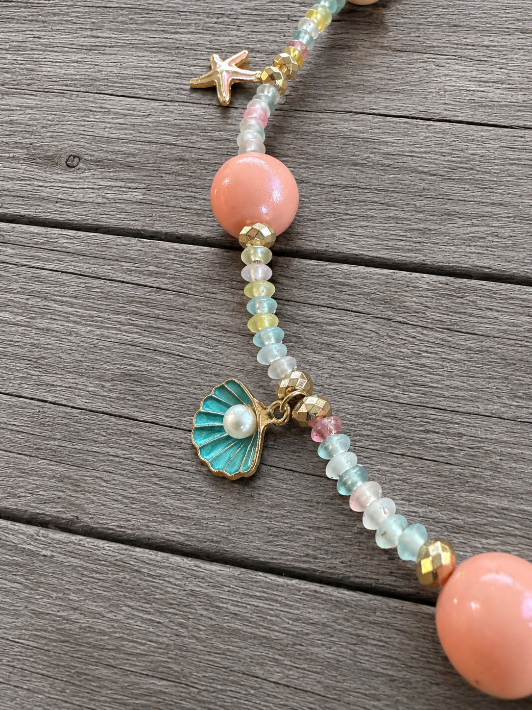 Beach Hat Chain | Pastel Beaded Hat Chain | Starfish & Seashell Hat Accessory | Coastal Cowgirl