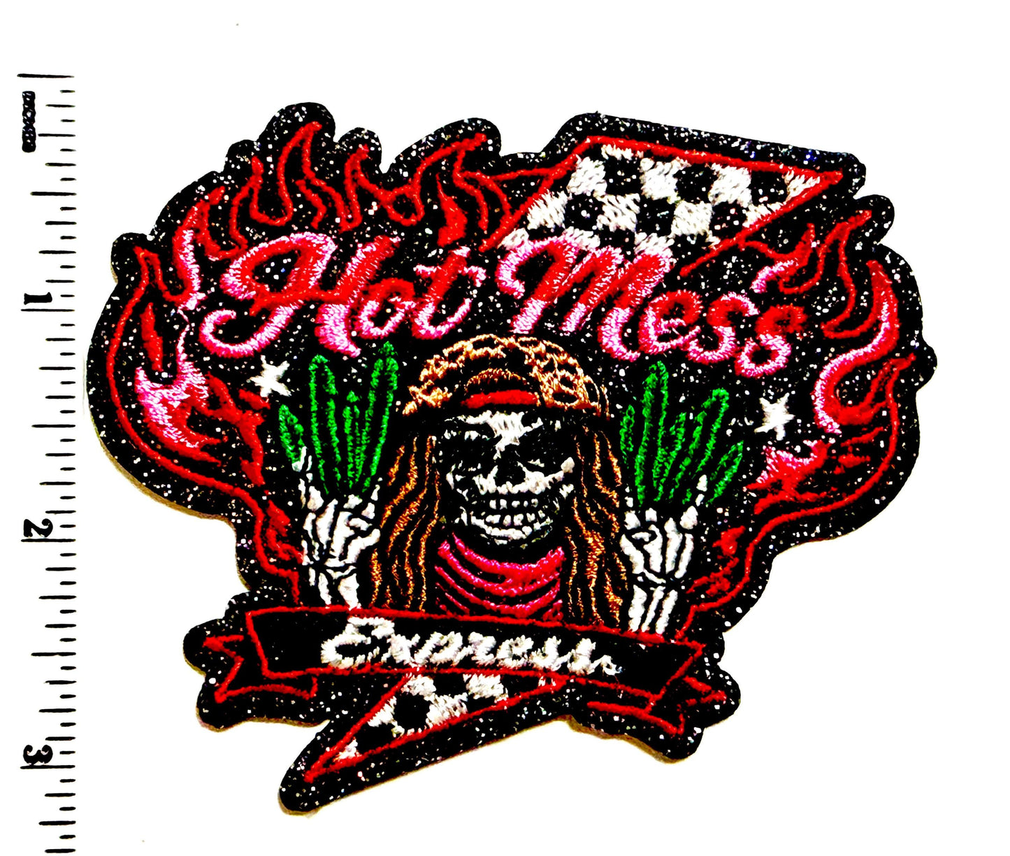 Hot Mess Express patch - Embroidered DIY Iron on patch with glitter