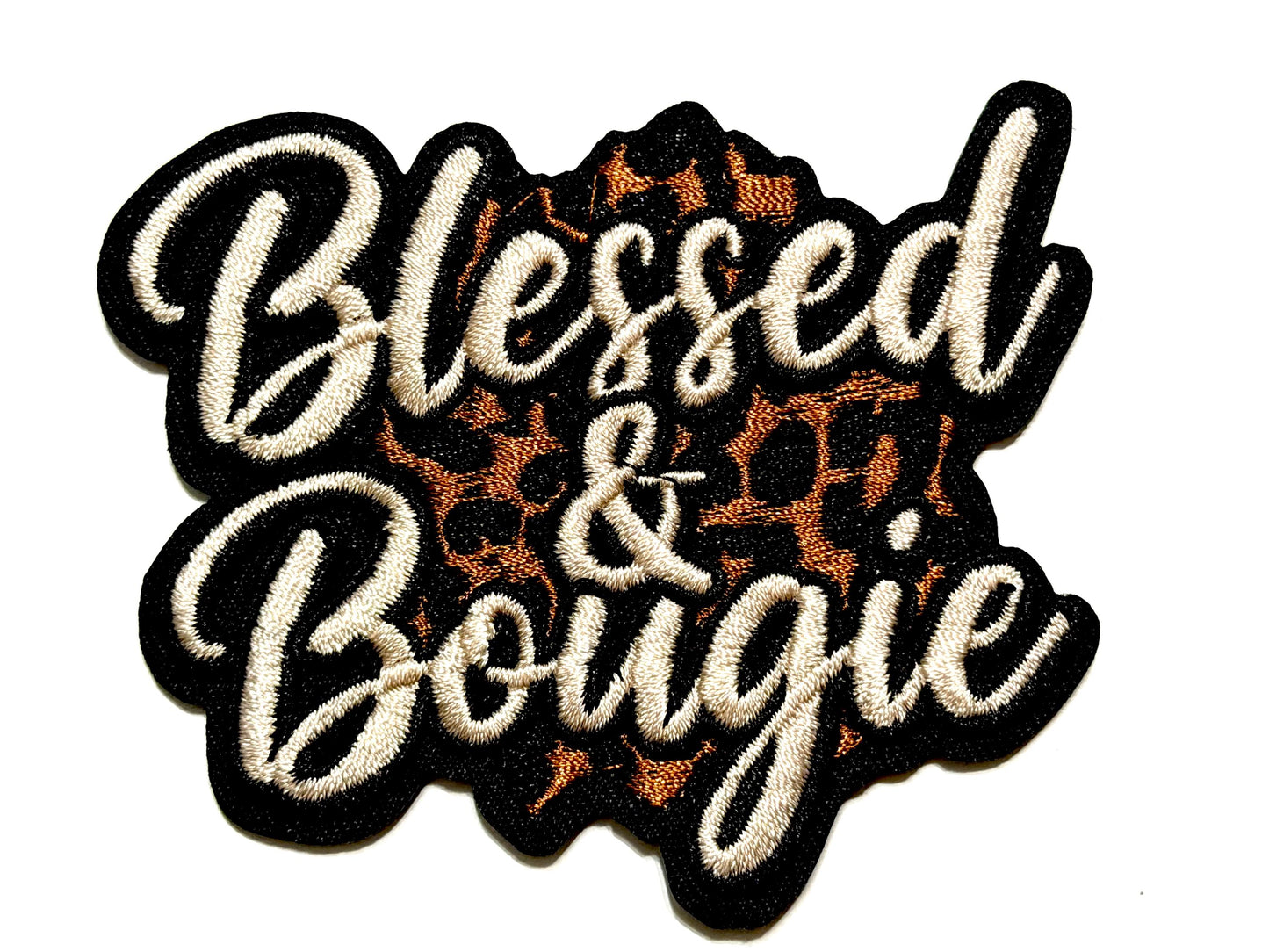 Blessed and Bougie patches multiple colors to choose from - Embroidered Iron on patches 3”
