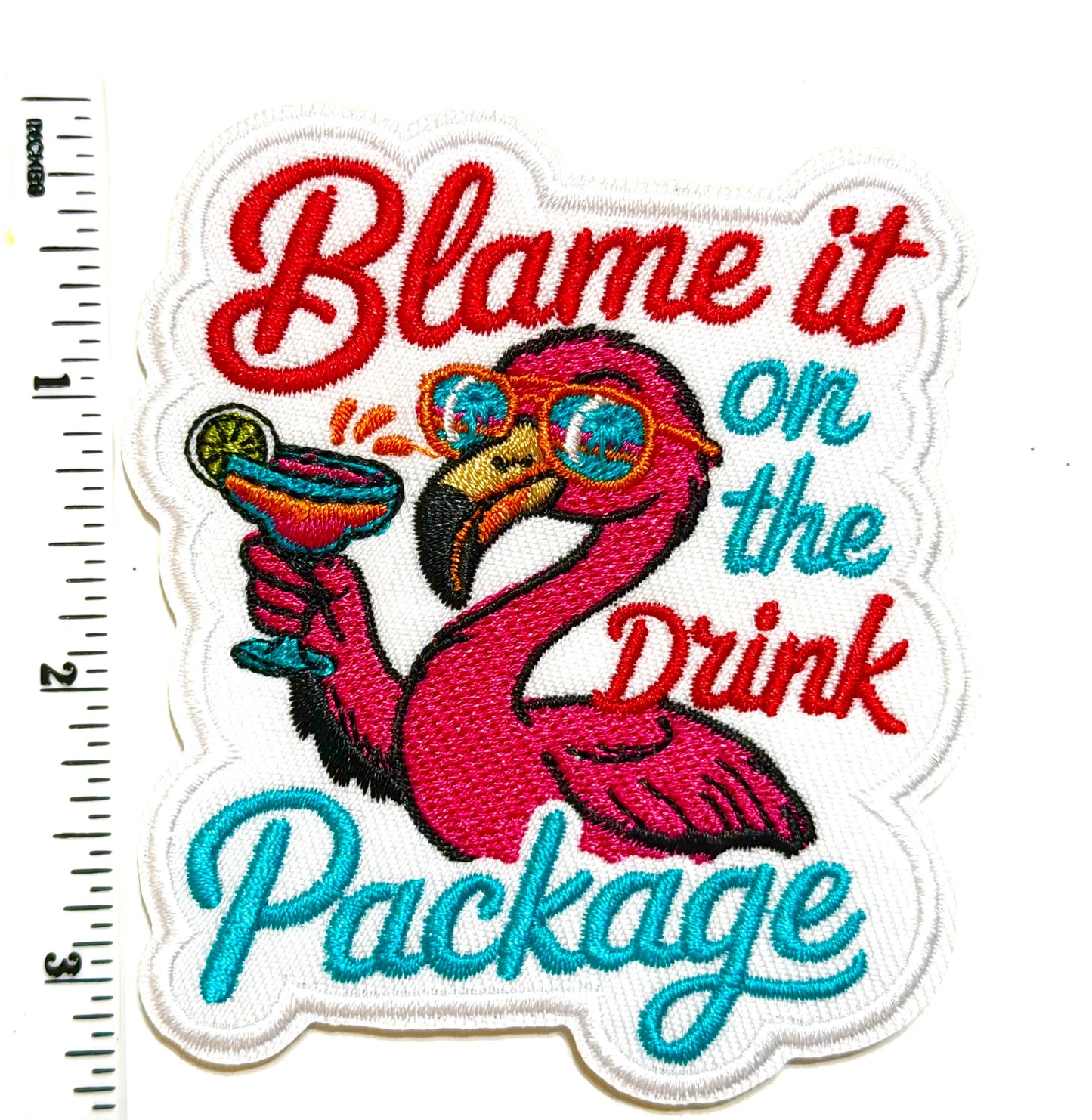 Blame it on the Drink Package patch - Embroidered Iron-On Patch 3.25"