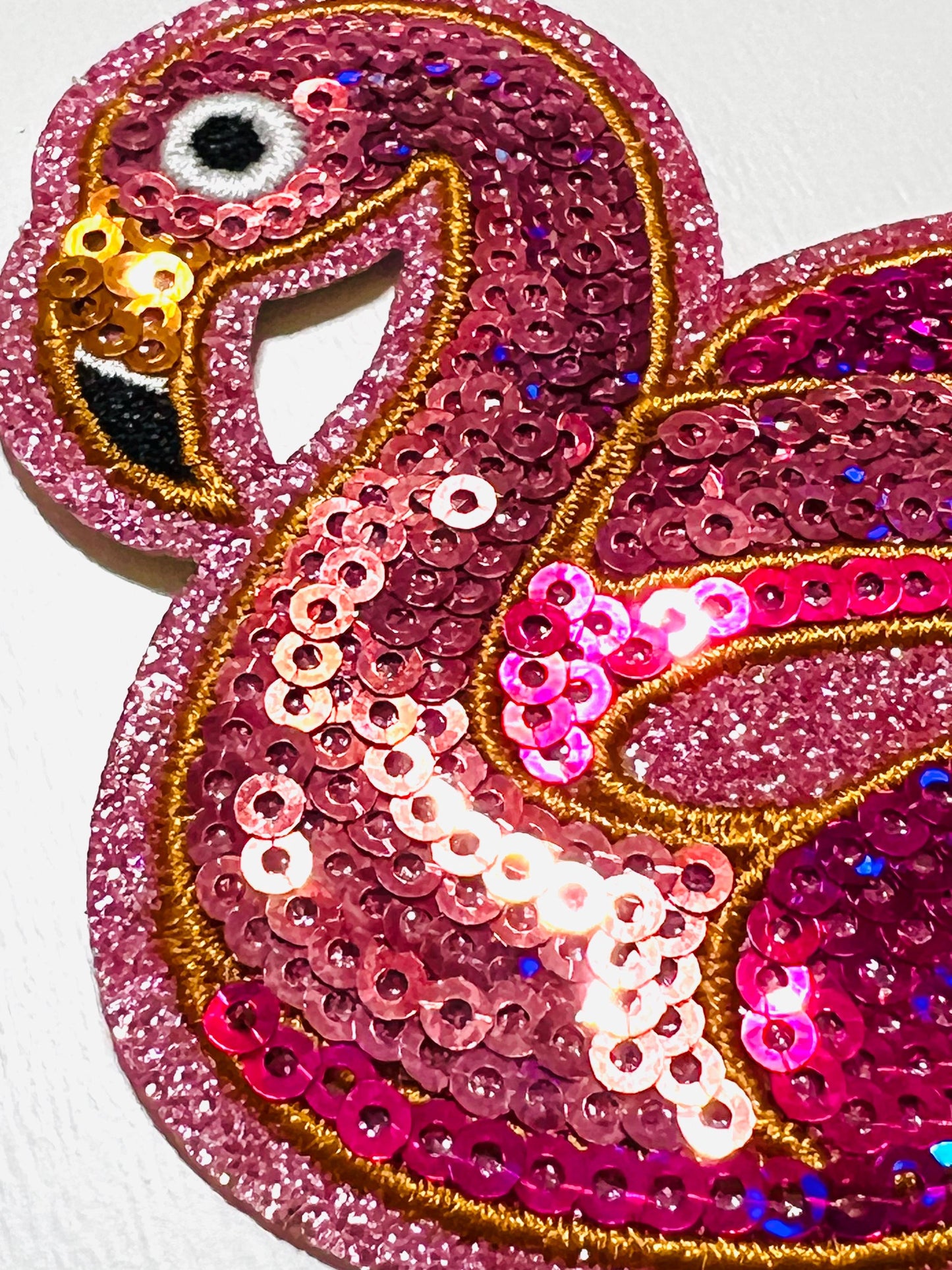 Pink flamingo diy patch summer - Sequins Iron on patch