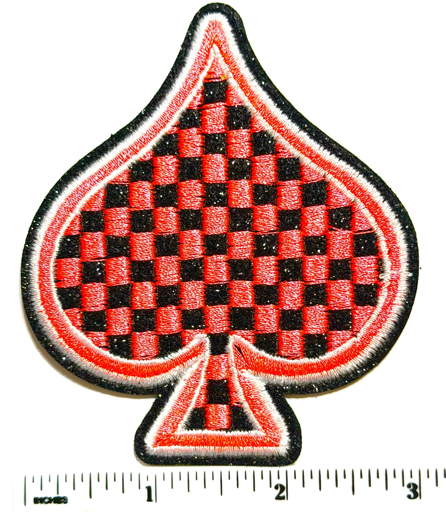 Neon Checkered Spades patches 3.25” - Embroidered Iron on patches