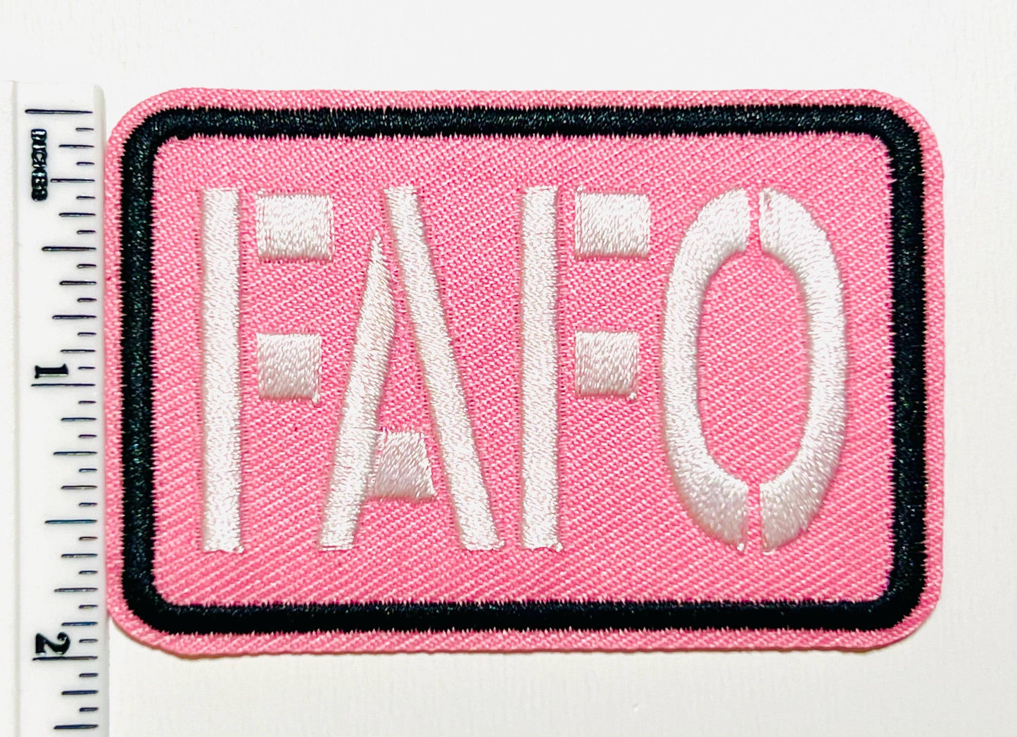 FAFO Embroidered Iron-On Patch - Pink or Black DIY Applique