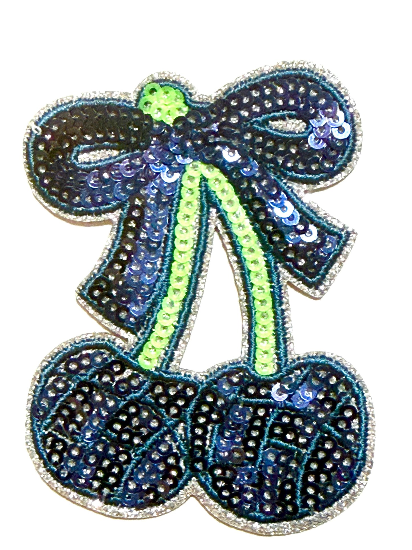 Sequin Cherries with Bows - Sequined DIY Iron on patches