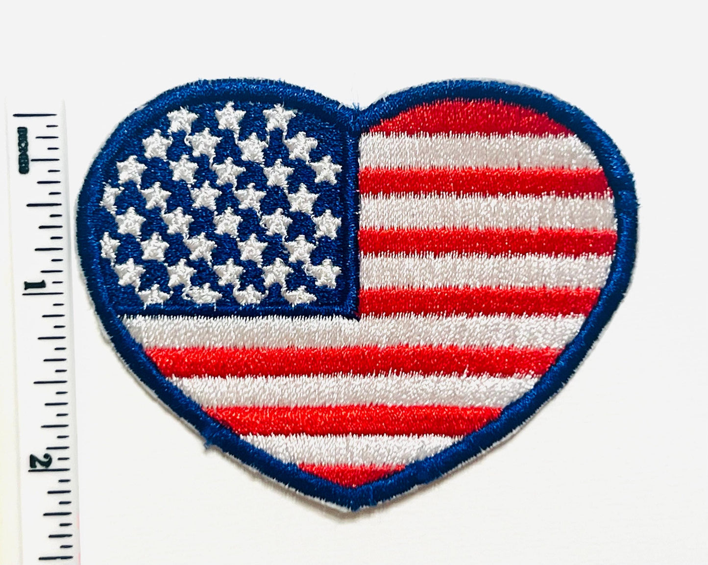 Patriotic Heart or Star - Embroidered Iron on Patches