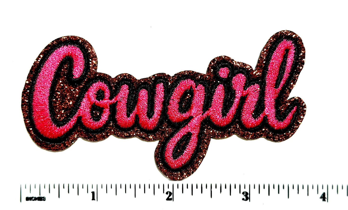 Cowgirl pink with brown glitter 3.75”