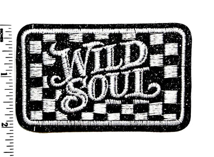 Wild Soul checkered Embroidered Iron On Patch 3.25”