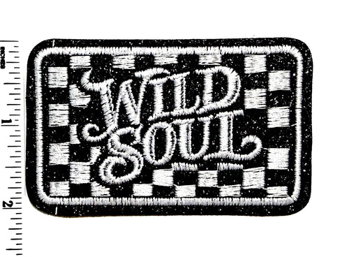 Wild Soul checkered Embroidered Iron On Patch 3.25”