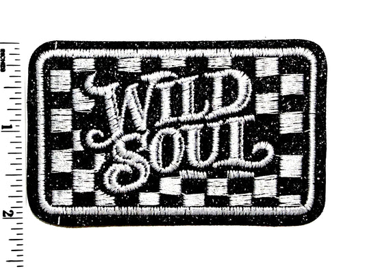 Wild Soul checkered Embroidered Iron On Patch 3.25”