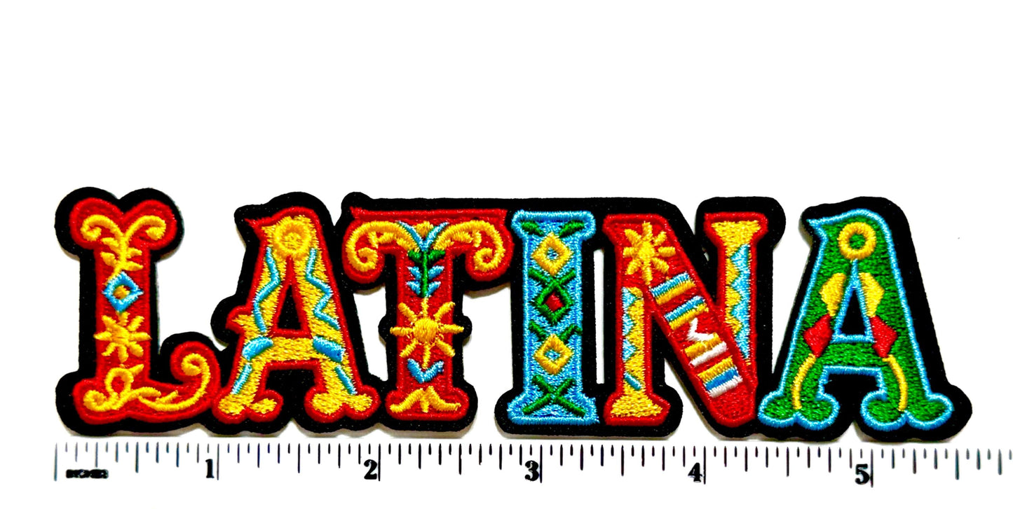 Latina colorful Embroidered Patch - Iron-On Applique (5.5”)