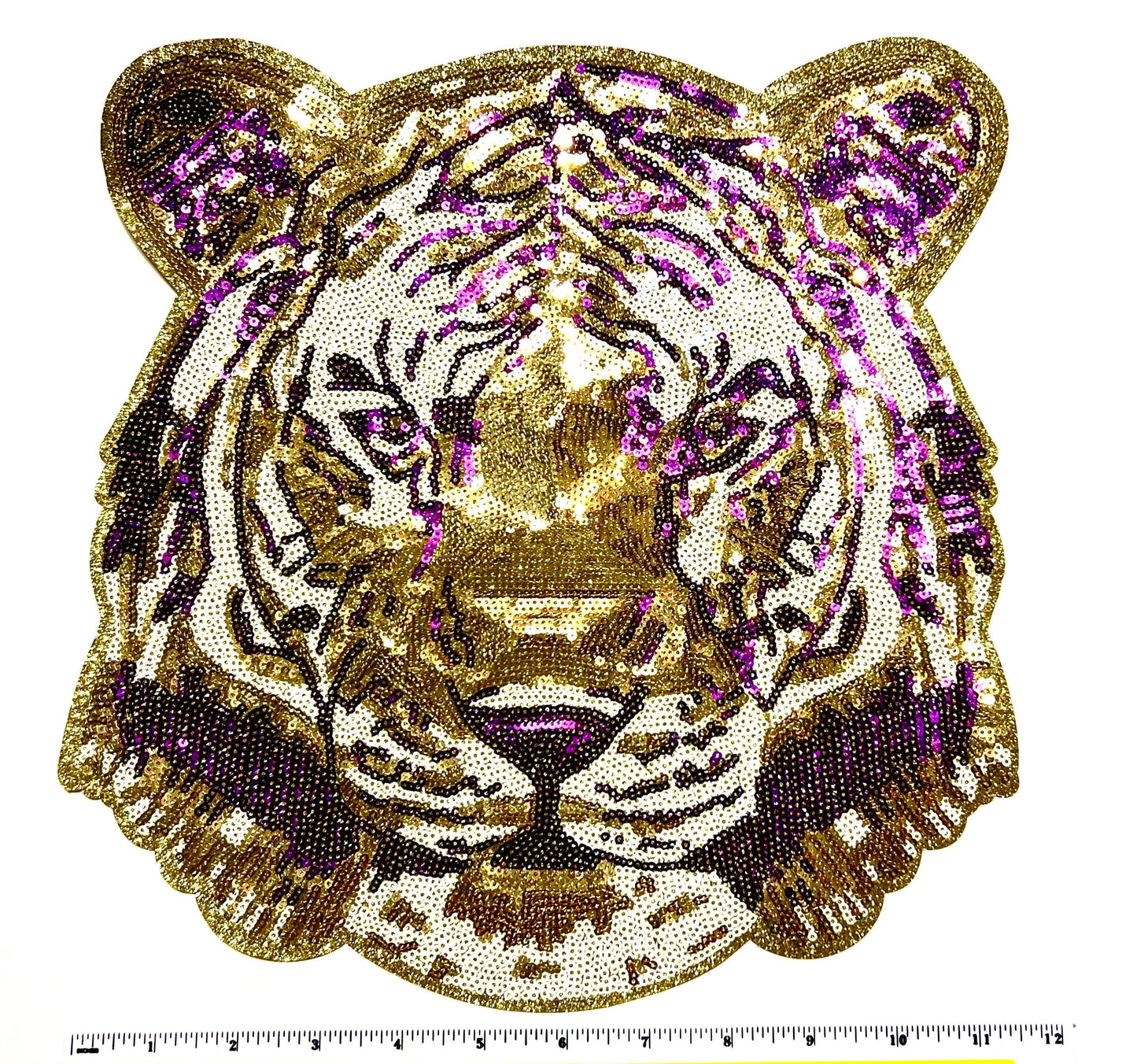 Purple & Gold Tiger - Sequins Iron on patch