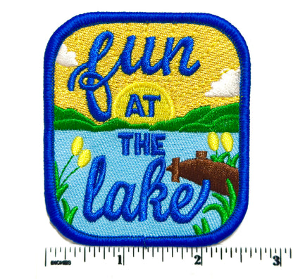 Fun at the Lake patch- Embroidered Iron on patch 3”
