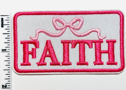 Faith Bow - Embroidered Iron on patch